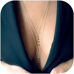 🆕 Women Gold Christmas Body Chain Trendy Stocking Stuffers Layered Waist Beads